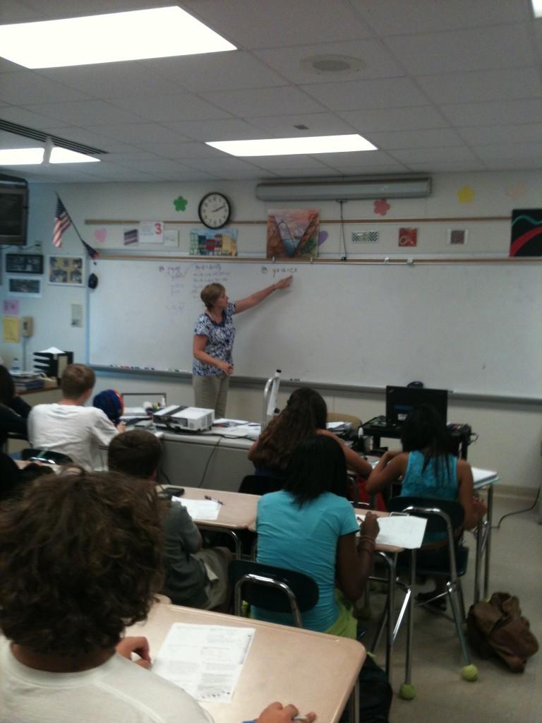 New Athens teacher, Childrey, teaching her Algebra II class.