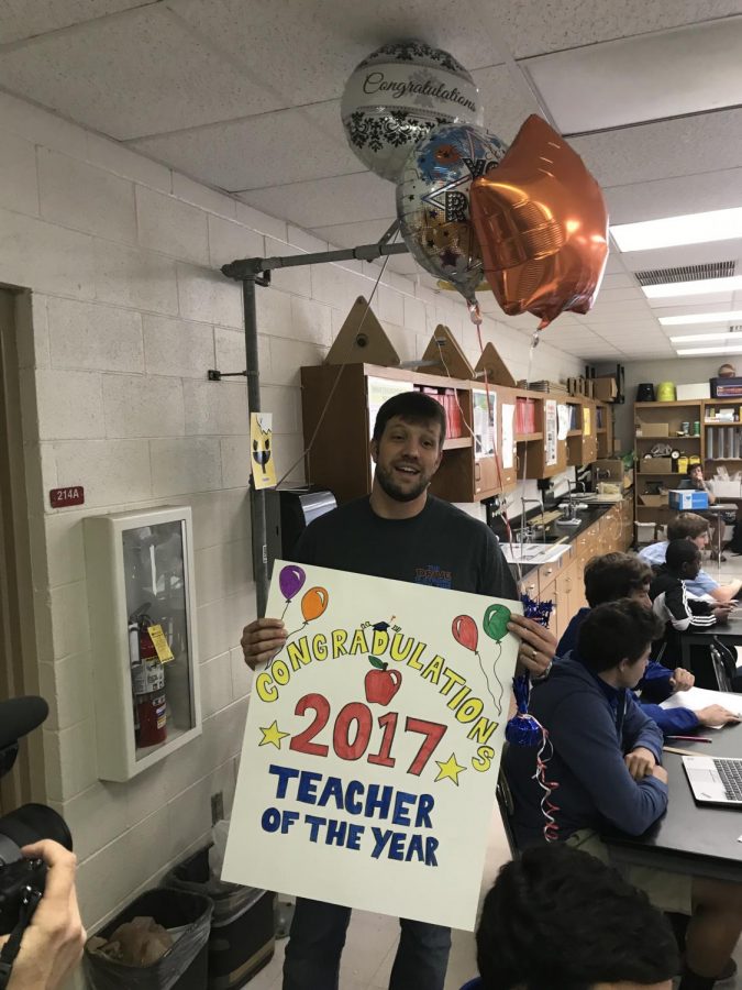 Shane Barry awarded Athens Drive 2017-2018 Teacher of the Year