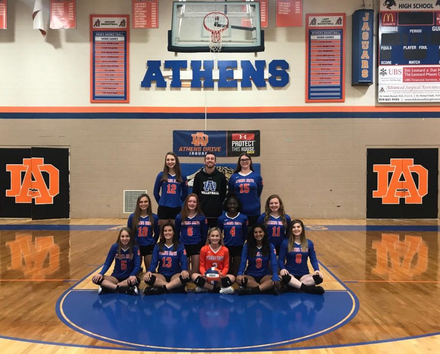 Athens Drive volleyball team poses for a team picture. 