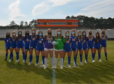 Athens Drive Womens Varsity soccer team poses for a team pictures before heading to playoffs.