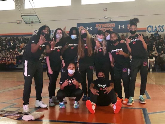 The Womens Basketball Team poses during the pep rally.