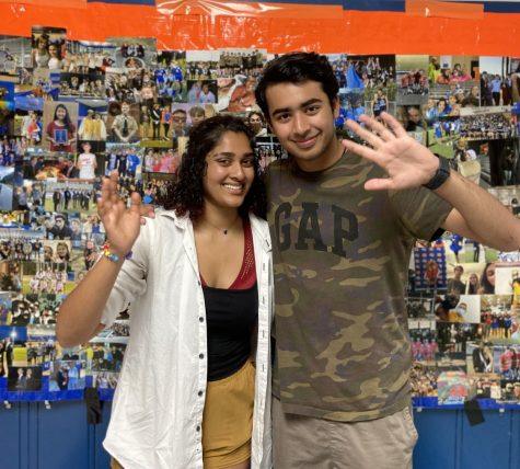 Two of the Athens Oracles very own seniors, Amena Matcheswala (left) and Syed Abbas (right), wave goodbye to Athens Drive surrounded by pictures of their classs best moments. It was truly a bittersweet moment.
