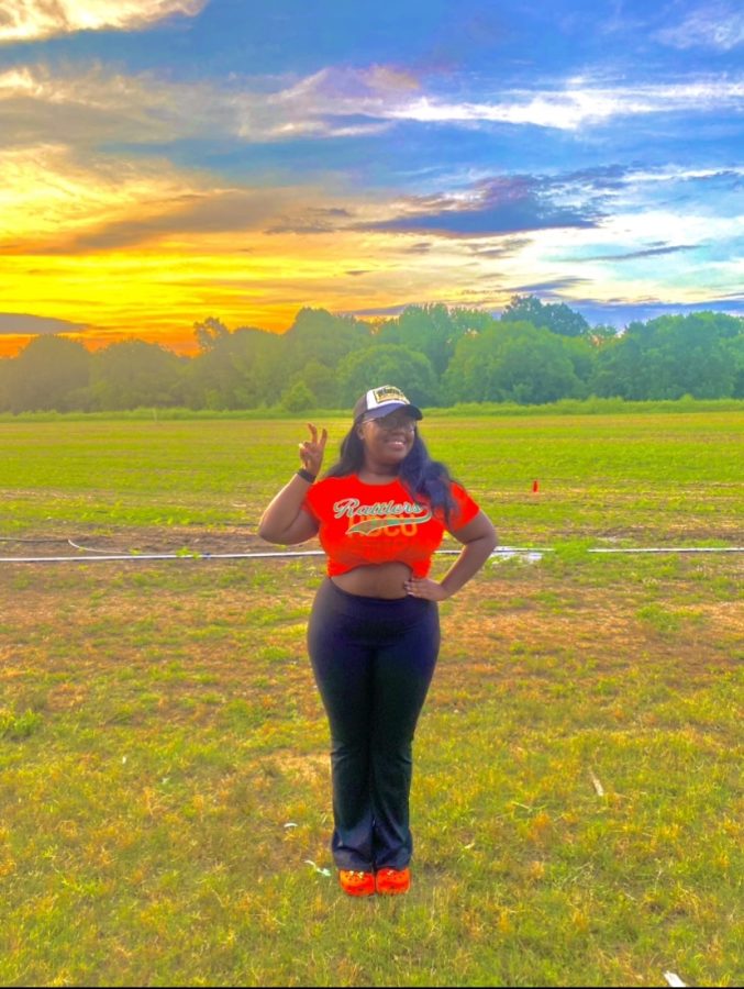 Thandy Greene at the senior sunrise representing her HBCU. She will be attending Florida Agricultural Mechanical University. 
