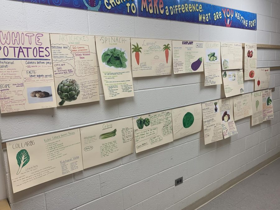 Food class display of nutritional facts of different food types. CTE classes such as foods provide students with the opportunity to gain information about nutrition and that will help them on a daily basis for the rest of their lives .