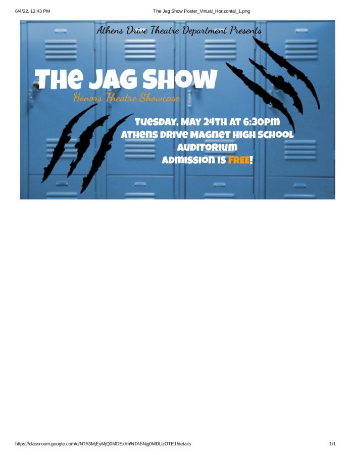 One of the many posters made to promote the Jag Show around the school. The posters were made by students who worked on the show themselves.
