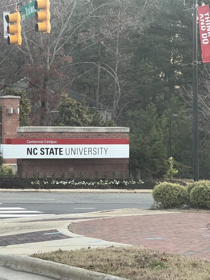 NC STATE UNIVERSITY Centennial Campus entrance by trailwood. NC STATE has a total of 34,015 enrolled students and four have reported to commit suicide this semester, parents question mental health resources read to get more facts. 

