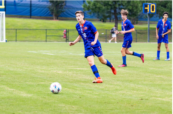 Men’s Soccer JV players Abody Moazeb and Nate Sollod at a home game. 

