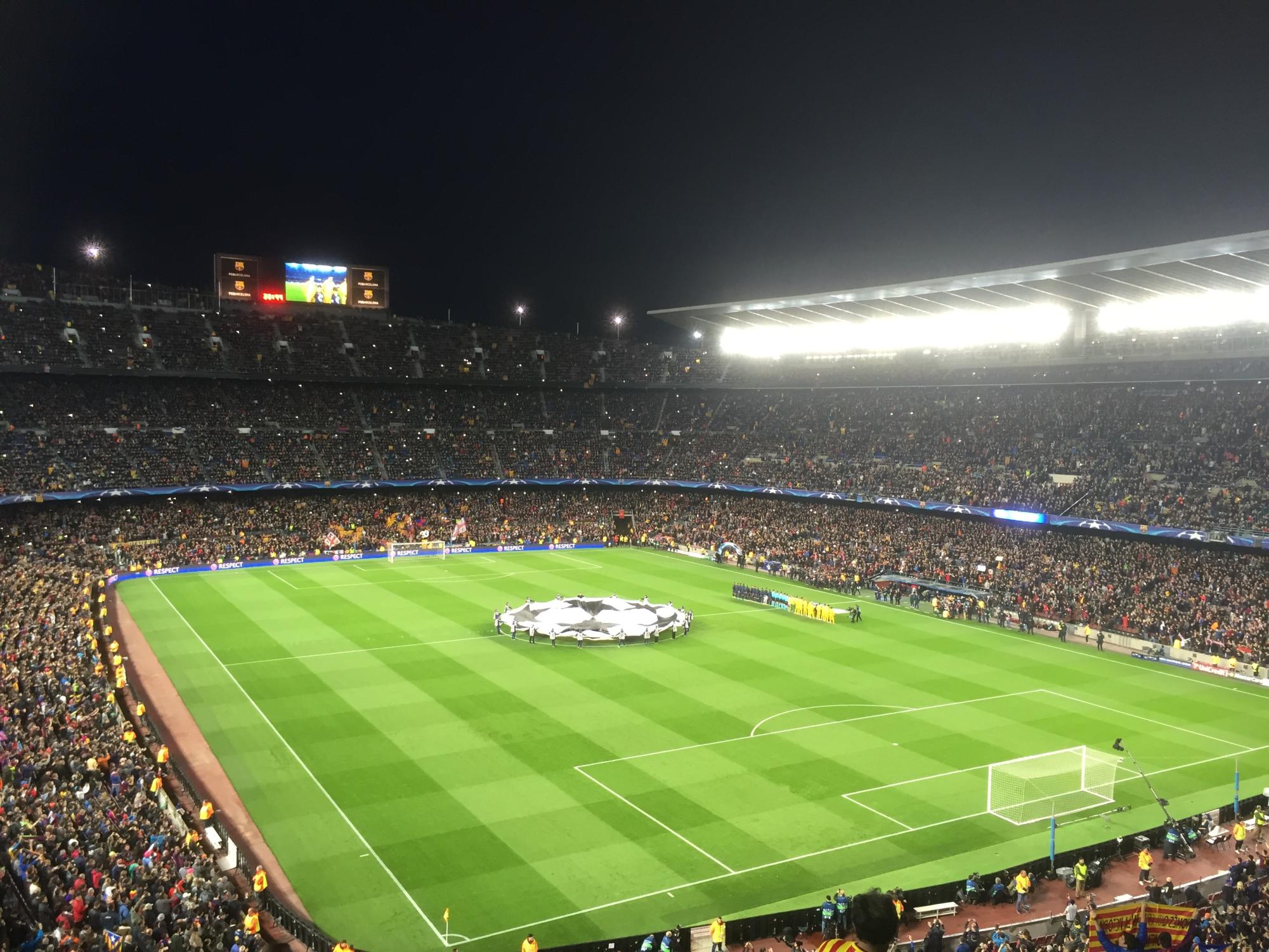Champions league night at the camp nou in Barcelona 