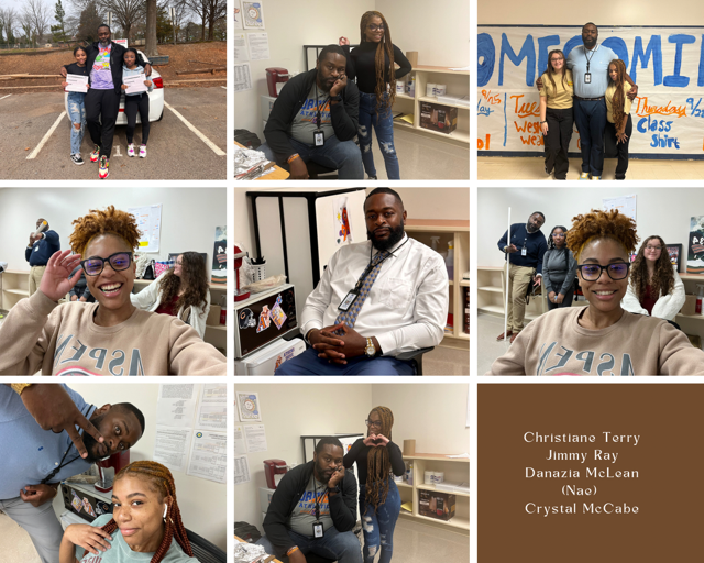 Collage of Jimmy Ray and Mentees Danazia McLean(Nae), Christiane Terry, and Crystal McCabe