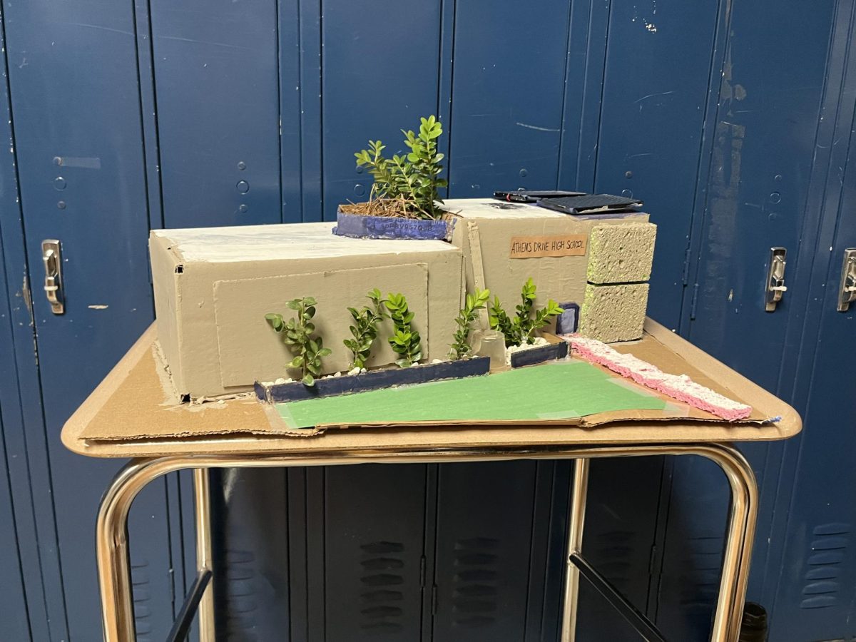 A Junior STEM project, depicting a school is displayed for viewing. Junior projects focused around building a more sustainable school.