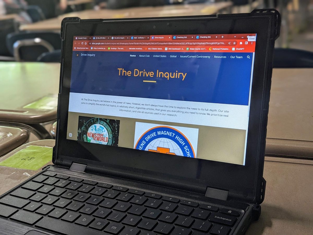 The Drive Inquiry Clubs website is pictured. Dylan Ducatte dedicated a lot of her time while at Athens to the club.
