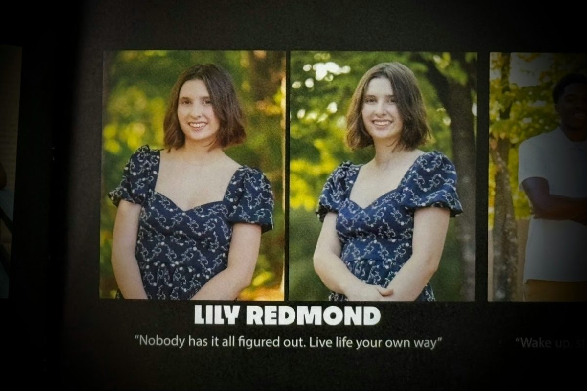 Redmond’s senior photo and quote in the yearbook. After graduation, she’ll be attending NC State with a major in Biology.
