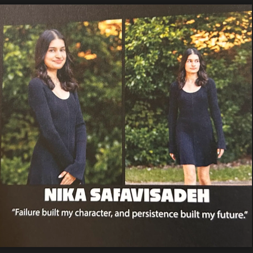 Nika Safavizadeh taking her graduation pictures.