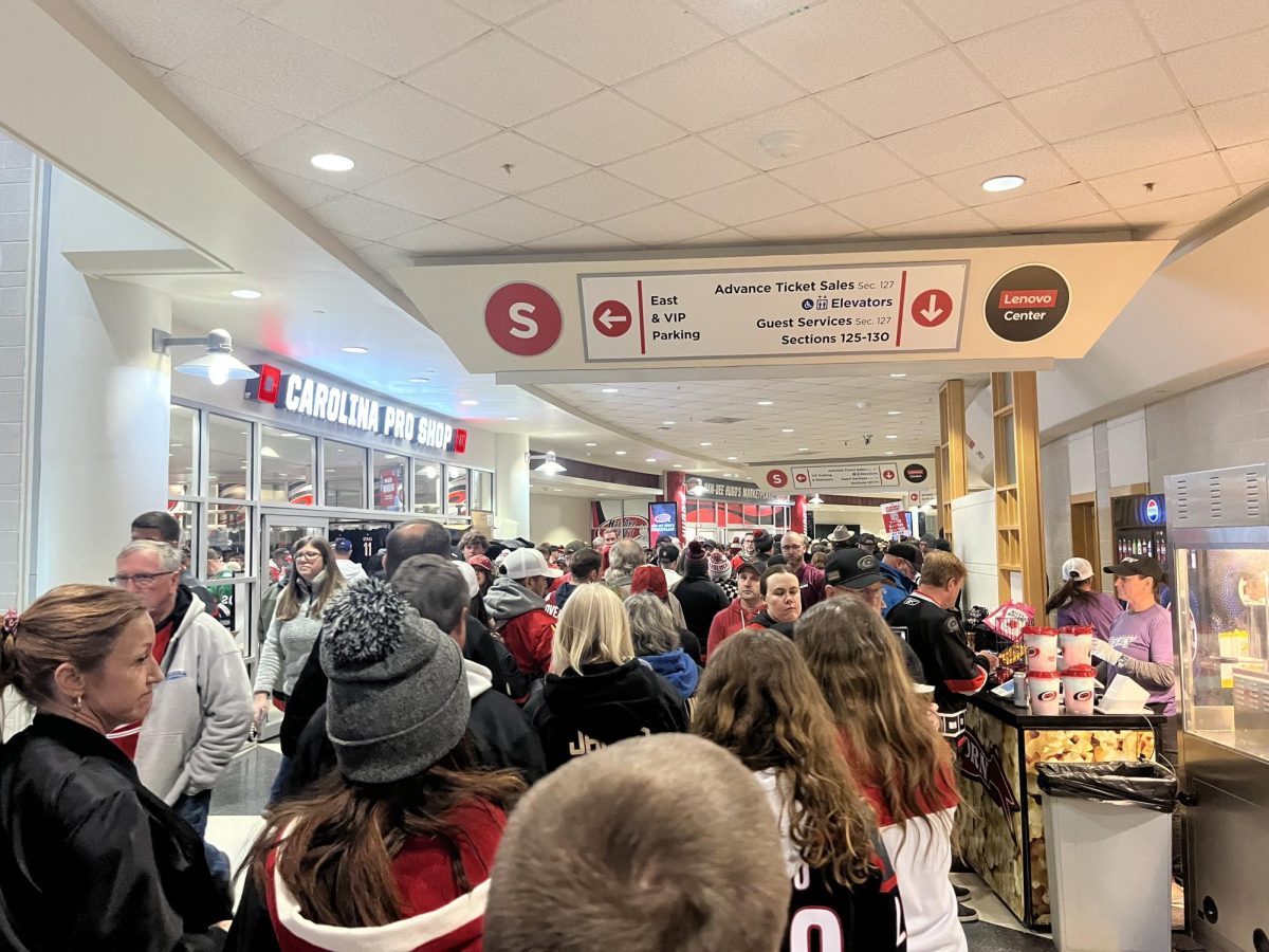 Hurricanes fans, affectionately known as Caniacs, swarm the concourse in between periods. This is where fans get food, drinks, buy merch or simply meet up with friends and fellow fans.