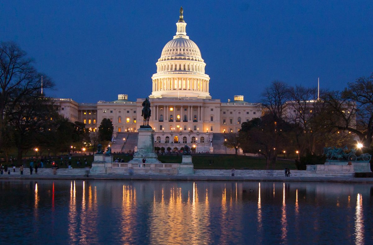 Pictured is the U.S. Capitol at night. During one of the longest government shutdowns in United States history. 