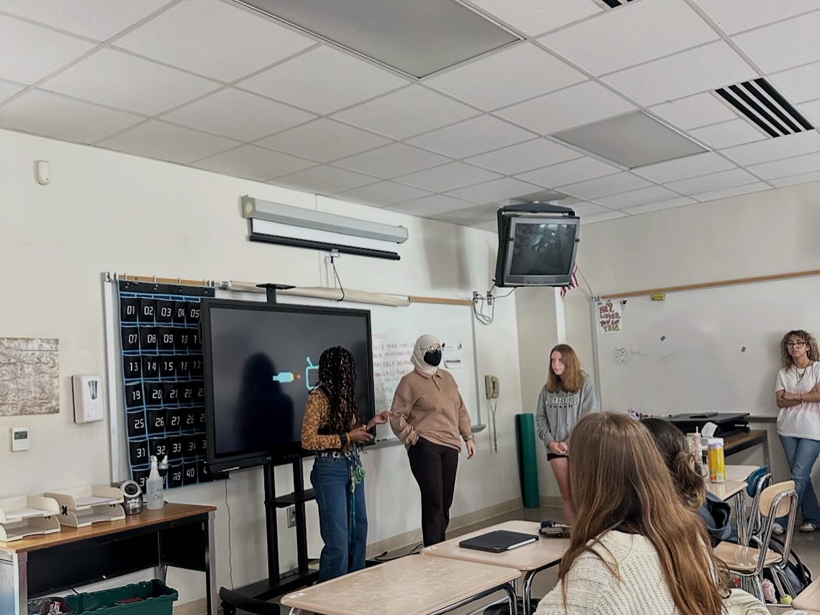 Students are pictured in a mock debate practice. This was taken during their first meeting of the school year, on Sep. 9. 
