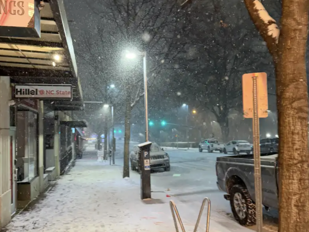 Snow covers Hillsborough Street on Jan. 31. Over three inches of snow were recorded as students at North Carolina State University stayed inside and off the roads. 