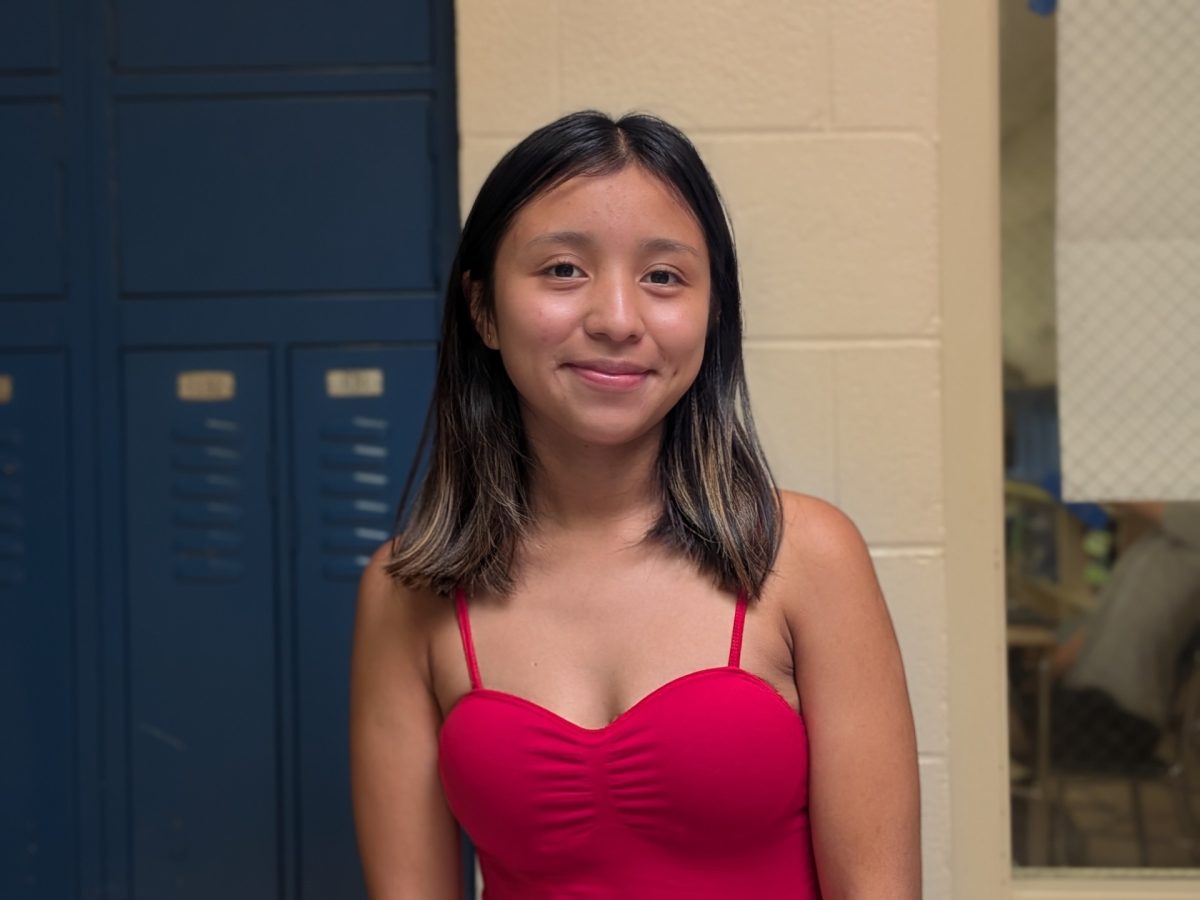 Breysi Rodriguez Gomez posing for the Senior Spotlight. She was about to go to her third period.